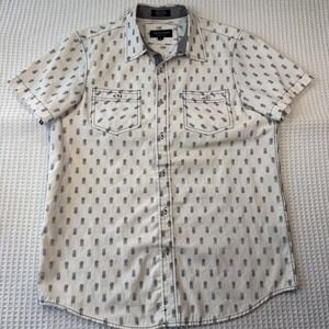 Eighty Eight Platinum Mens Small White Navy Pineapple Print Short Sleeve Shirt
